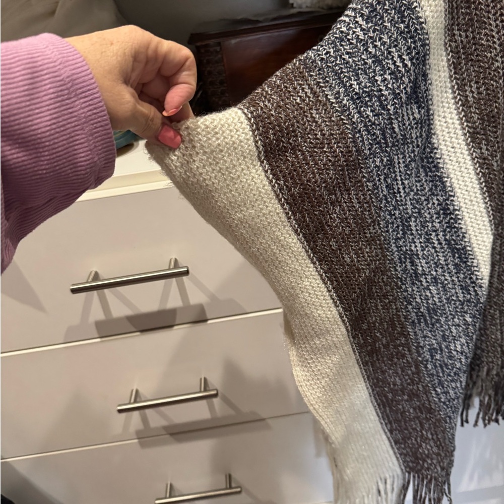 MACARON Fuzzy Cream and Gray Sweater